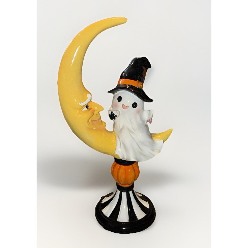 NEW Goblin & Ghoul 20" Ghost Sitting On A Crescent Moon Halloween Decor